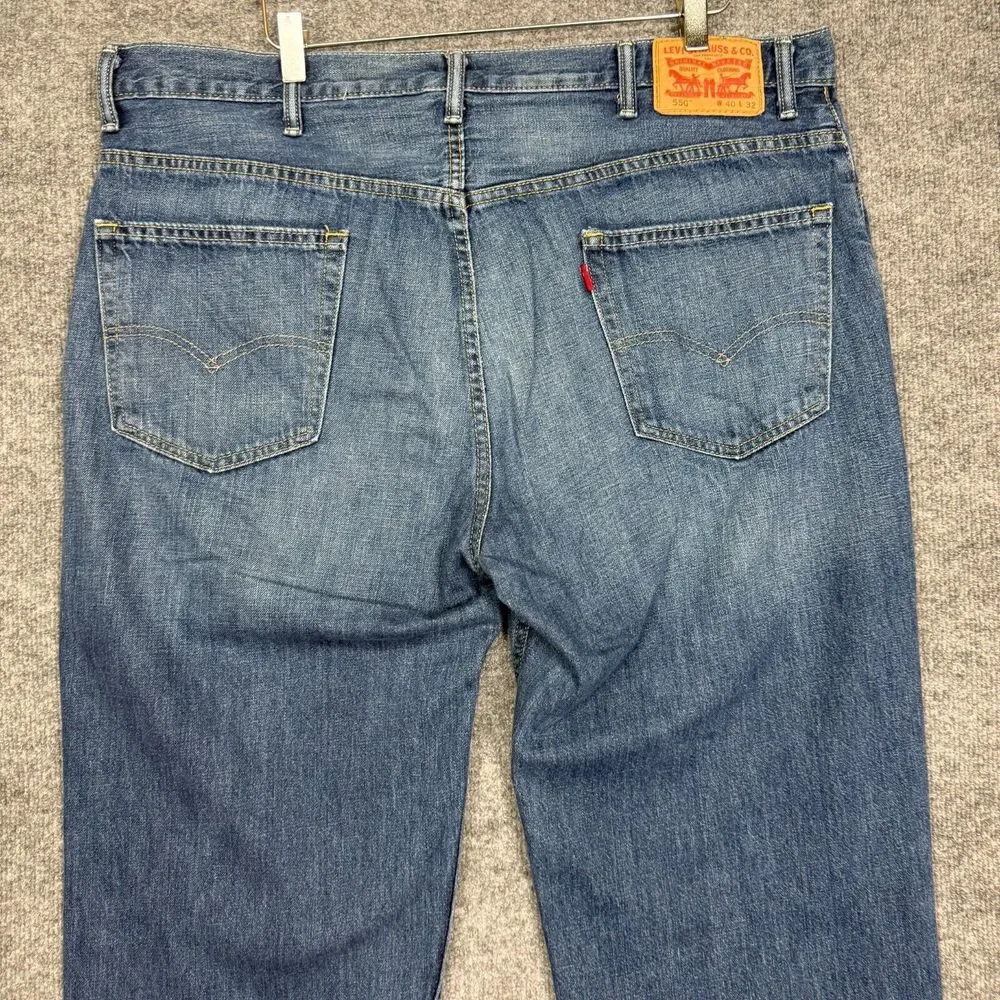 Levis‎ Jeans Mens 550 Mens 40x32 100% Cotton Medium Wash High Rise Relaxed Fit